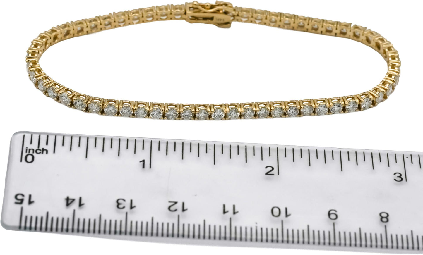 14k Yellow Gold Round Natural Diamond Tennis Bracelet 4.56CT