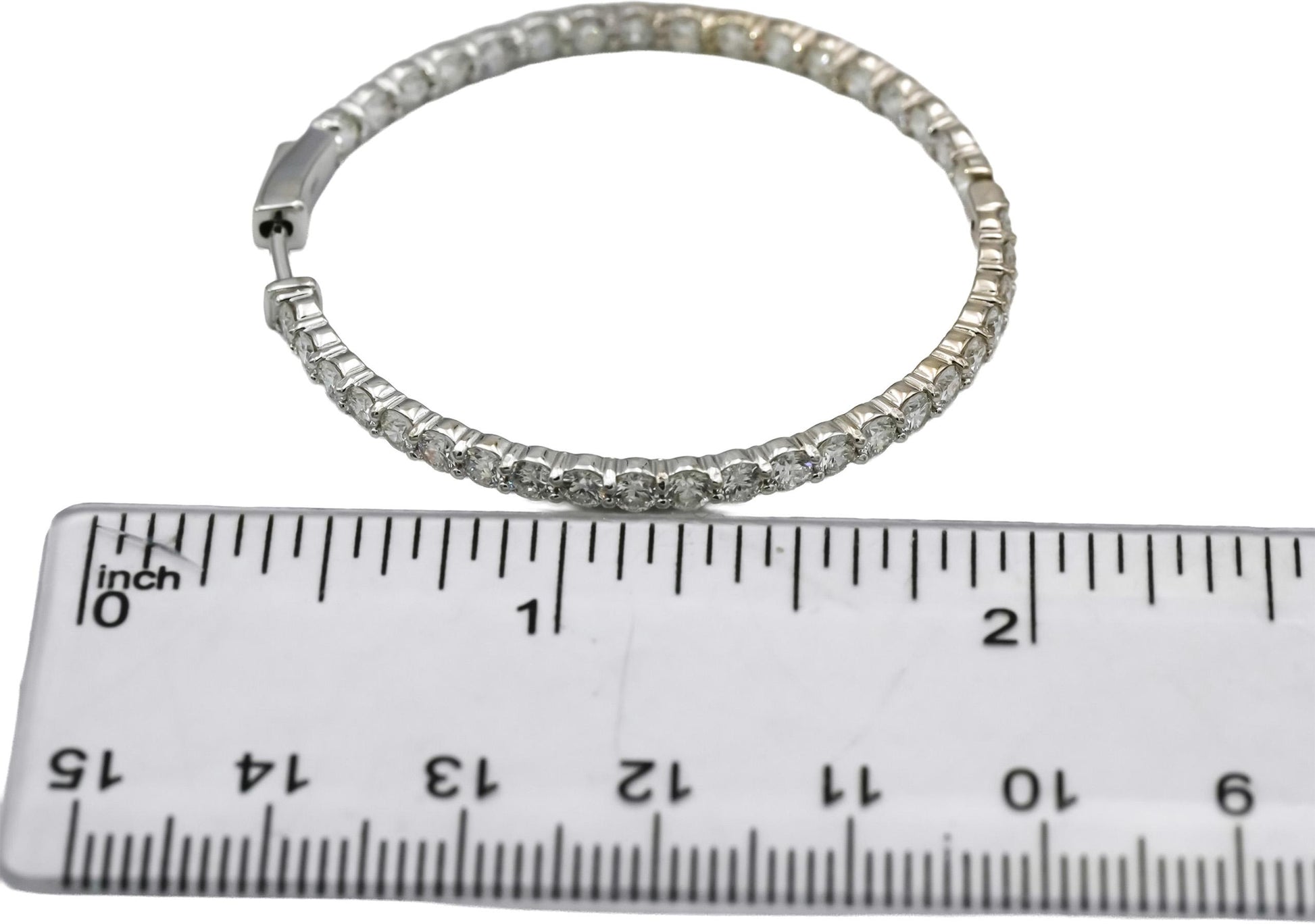 14k White Gold VS Round Lab-Grown Diamond Inside Out Hoop Earrings 5.69CT