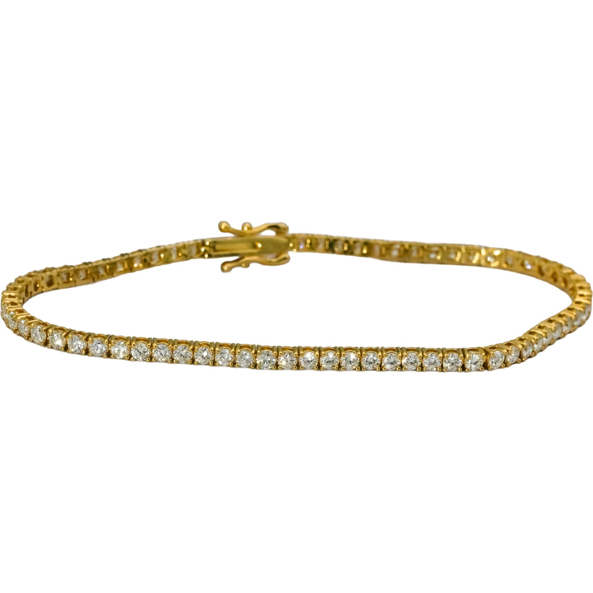 14k Yellow Gold VS Round Cut Natural Diamond Tennis Bracelet 3.08CT
