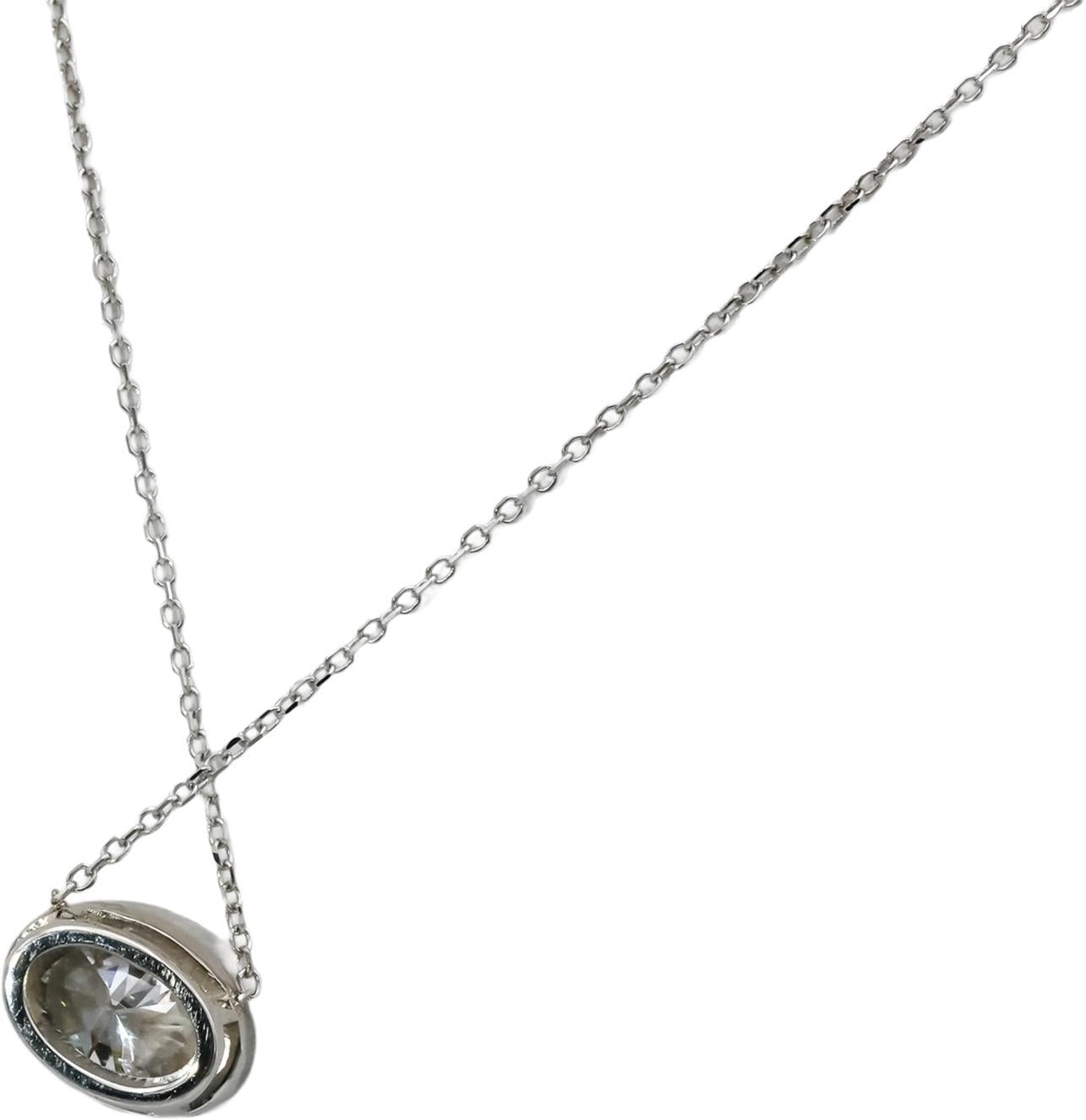 14k White Gold VS Oval Cut Lab-Grown Diamond Solitaire Pendant Necklace 0.98CT