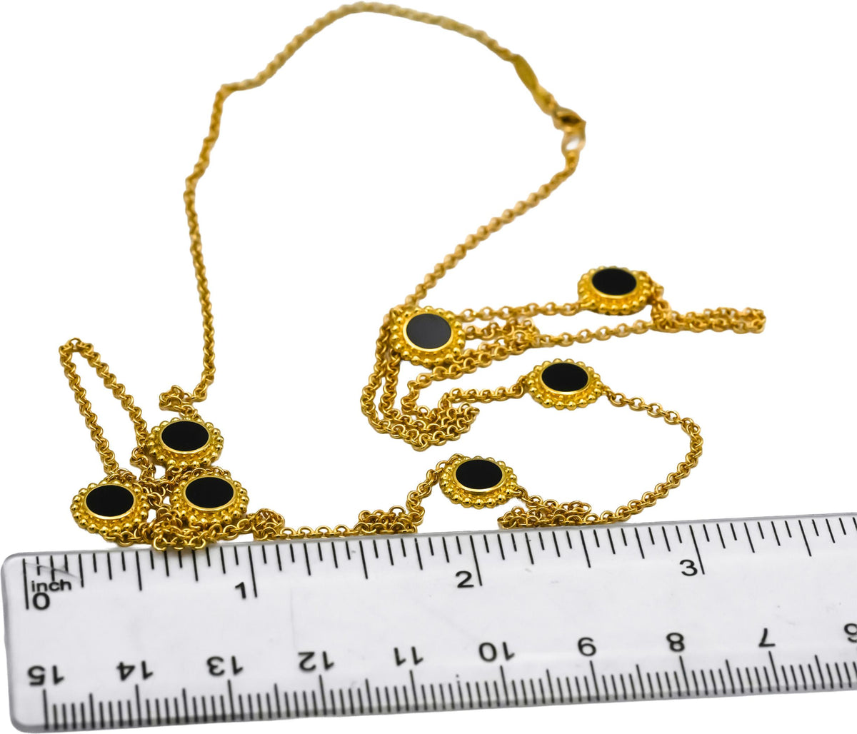 LAGOS 18k Yellow Gold Round Black Onyx Covet Station Necklace