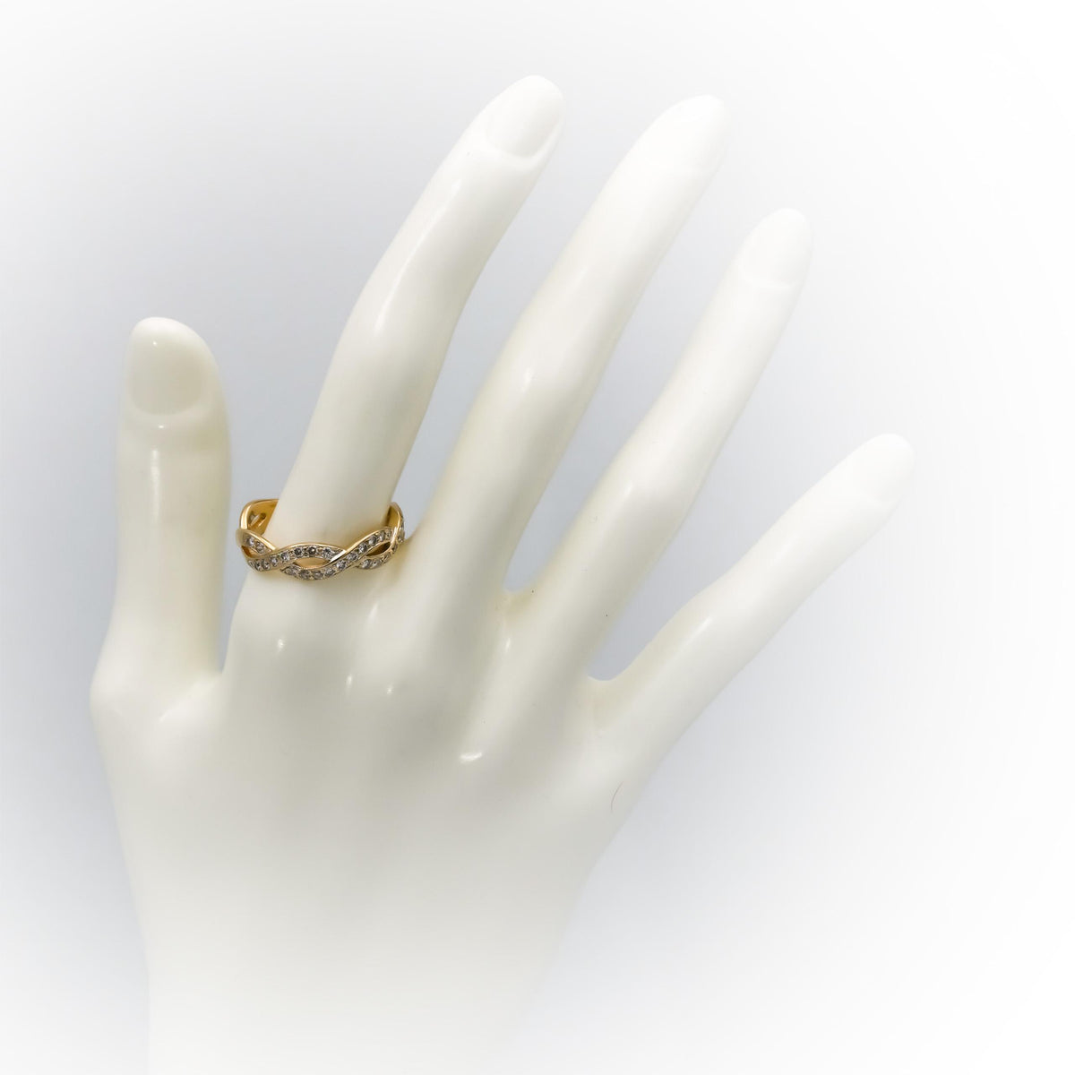 14k Yellow Gold Round Diamond Entwined Twisted Band Ring 0.66CT Size 9.5