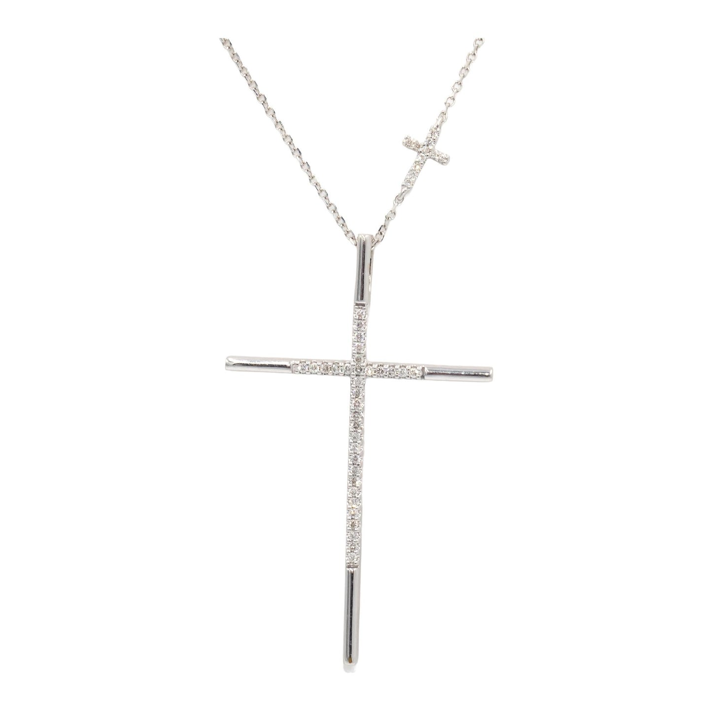 VERA WANG LOVE 10k White Gold 0.25CT Diamond Cross Crucifix Pendant Necklace
