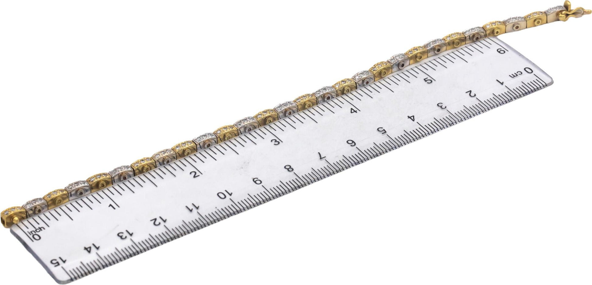 18k Yellow & White Gold 1.25CT Round Cut Diamond Custom Formal Tennis Bracelet