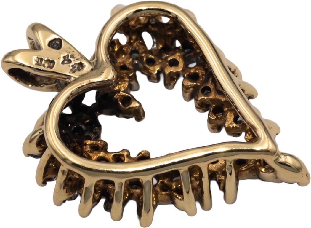 10k Yellow Gold 0.25CT Diamond Cluster Heart Pendant