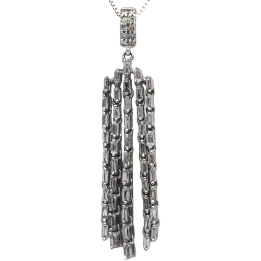 10k White Gold 0.50CT Diamond Dangle Tassel Pendant Necklace