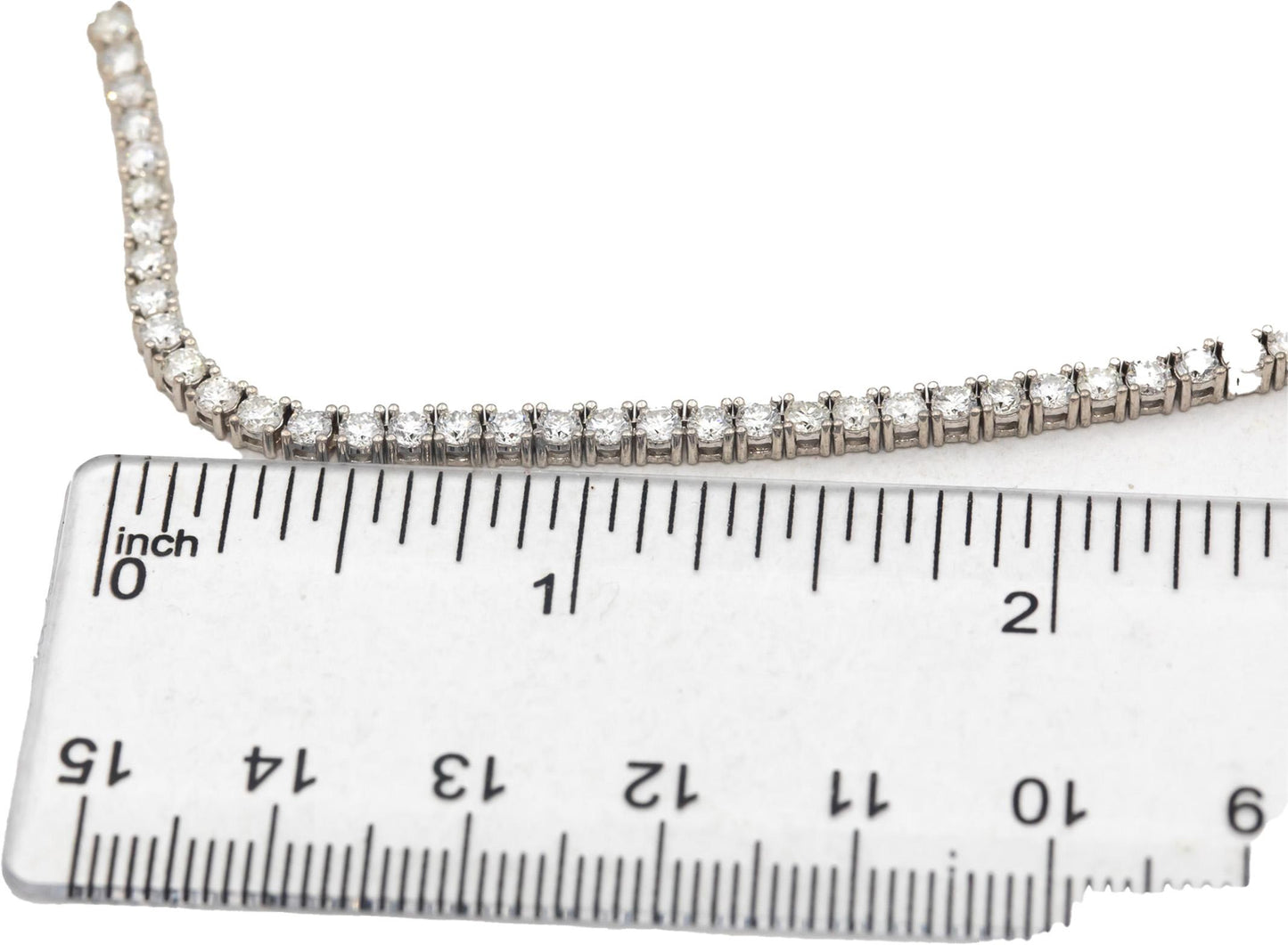 18k White Gold Round Cut Diamond Tennis Necklace 16.25" Long 9.01CT