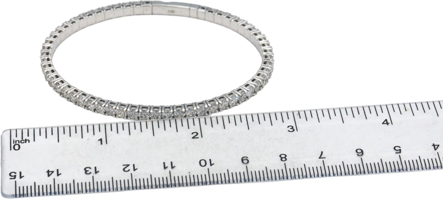 14k White Gold Round Lab Grown Diamond Semi-Flexible Bangle Bracelet 6.50CT