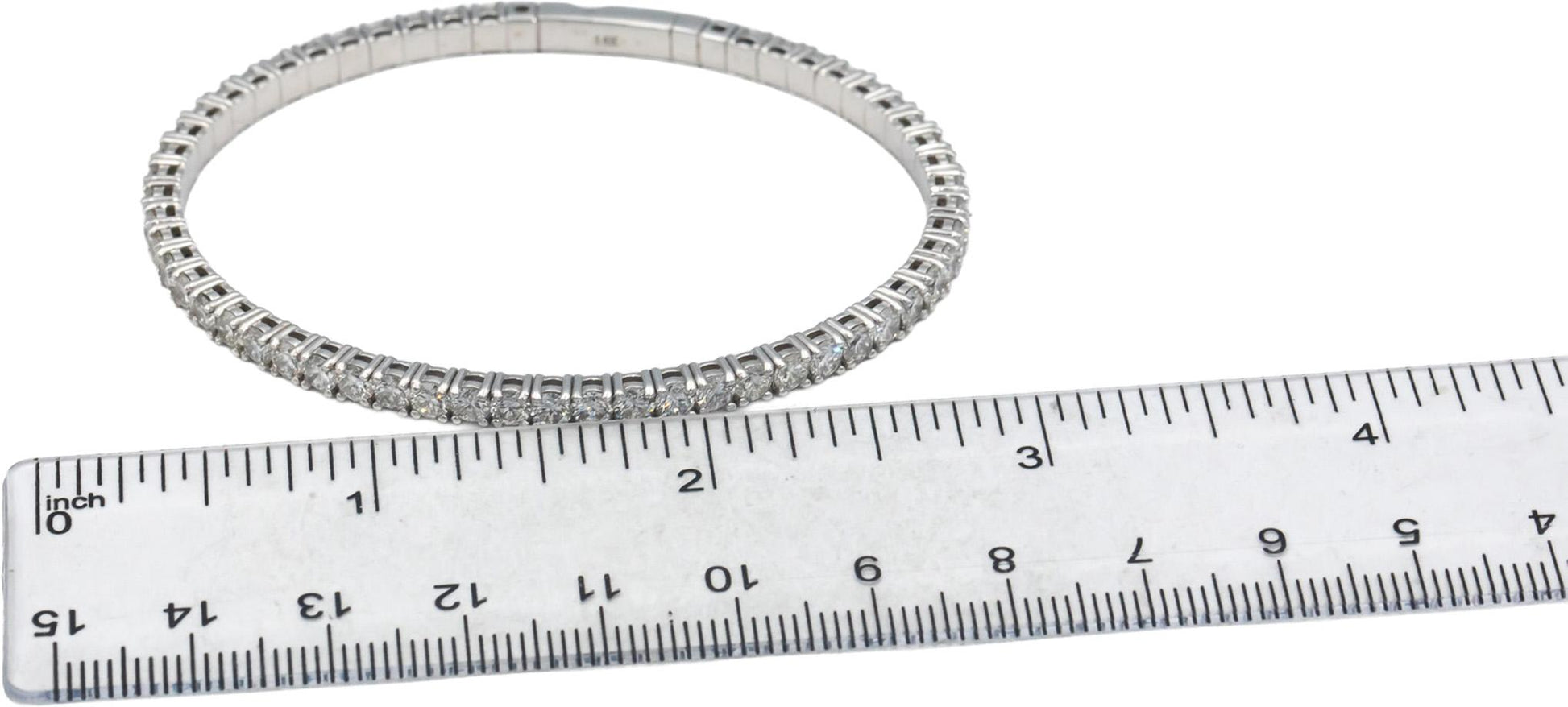 14k White Gold Round Lab Grown Diamond Semi-Flexible Bangle Bracelet 6.50CT