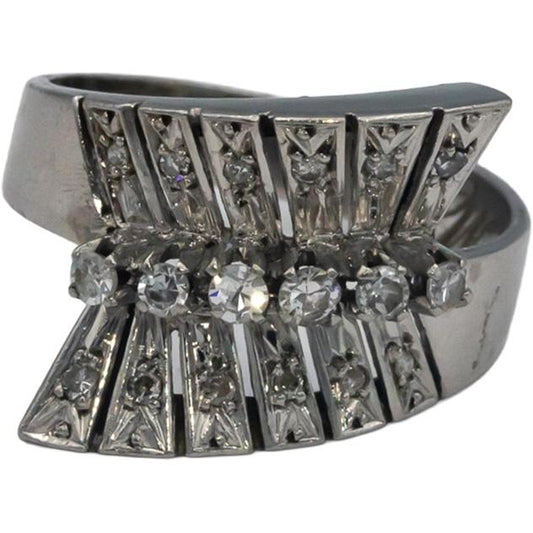 Vintage 14k White Gold 0.33CT VS Diamond Retro Ring Size 6.5