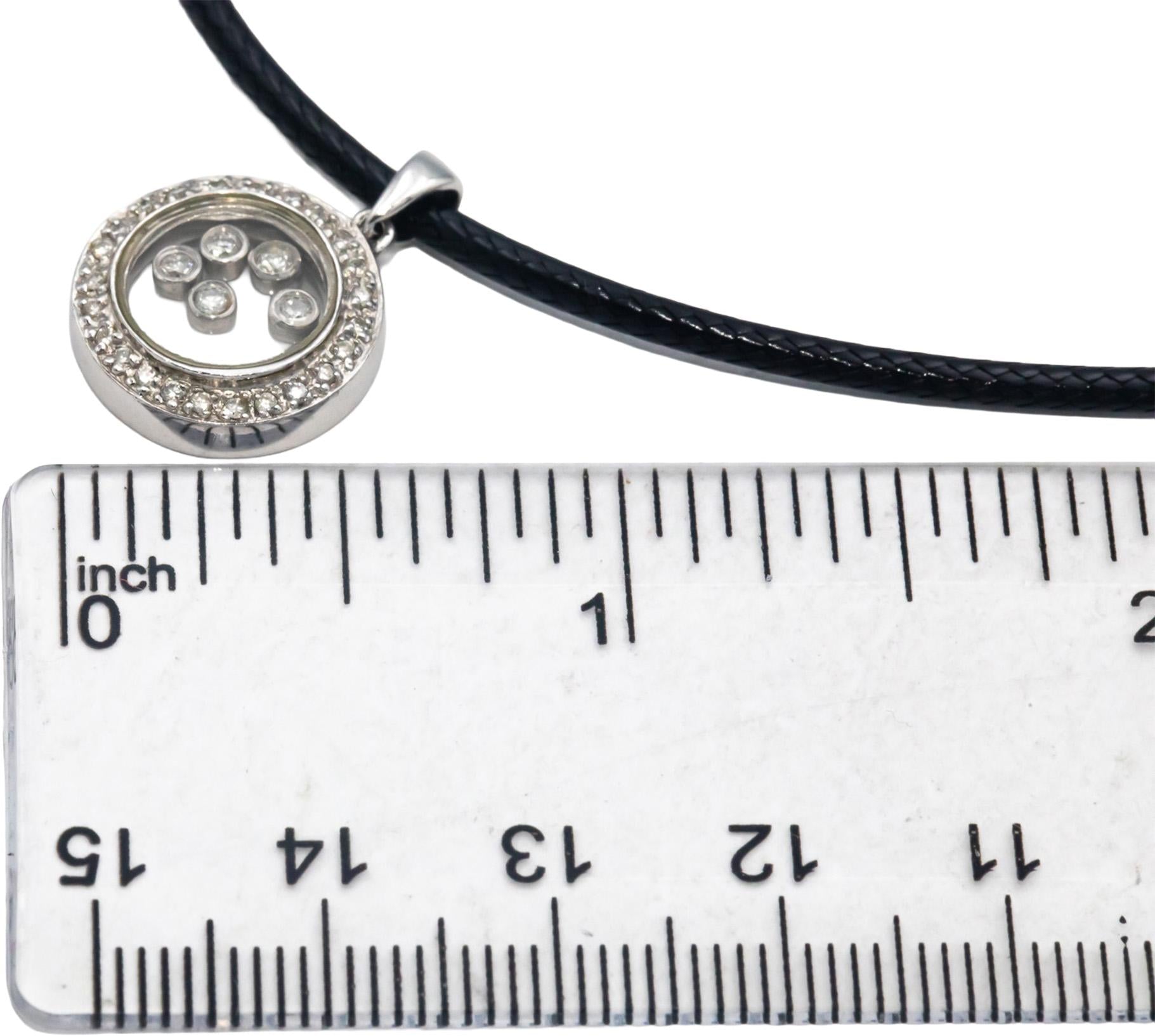 14k White Gold 0.25CT Round Cut Diamond Moving Diamond Pendant Necklace