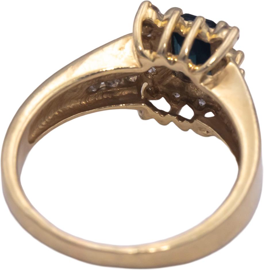 Diamond and Sapphire 14k Yellow Gold Cocktail Ring 1.35CT Size 8.25