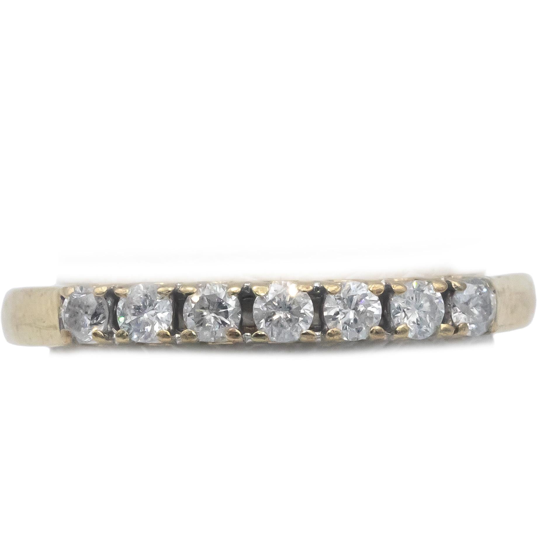 14k Yellow Gold 0.28CT Round Cut Diamond Anniversary Band Ring Size 6