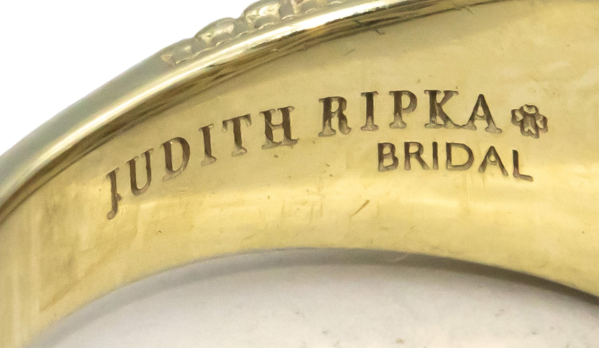 JUDITH RIPKA 14k Yellow Gold 0.50CT Round Cut Diamond Heart Bridal Ring Sz. 6.75