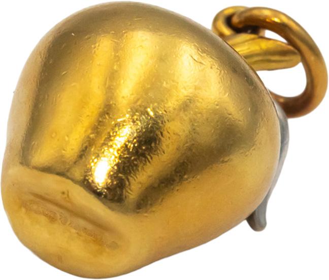 TIFFANY & CO. 18k Gold VS Diamond Apple Charm Pendant 0.05CT w/ Box Pouch