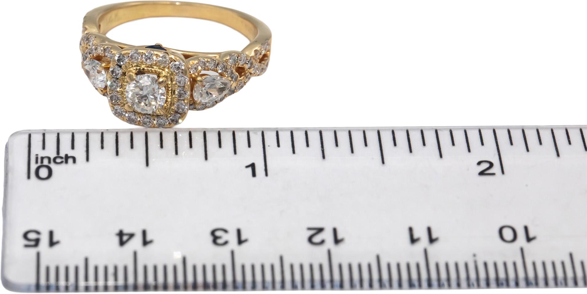VERA WANG LOVE 14k Gold Diamond Engagement Ring 1.0CT w/ .35CT Center Sz 7.75