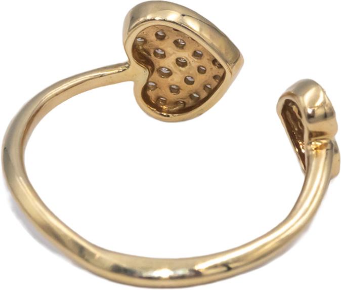 Diamond Round Cut 14k Yellow Gold Cluster Heart Cuff Ring 0.25CT Size 6