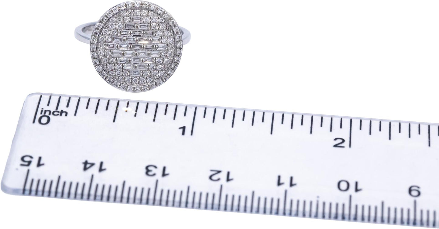 14k White Gold VS Baguette & Round Diamond Cluster Cocktail Ring .75CT Size 6.75