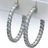 18k White Gold VS Round Diamond Inside Out Circle Hoop Earrings 7.33CT