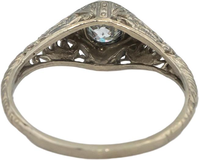 Vintage Antique 14k White Gold Old European Diamond Filigree Ring .30CT Sz 6.75