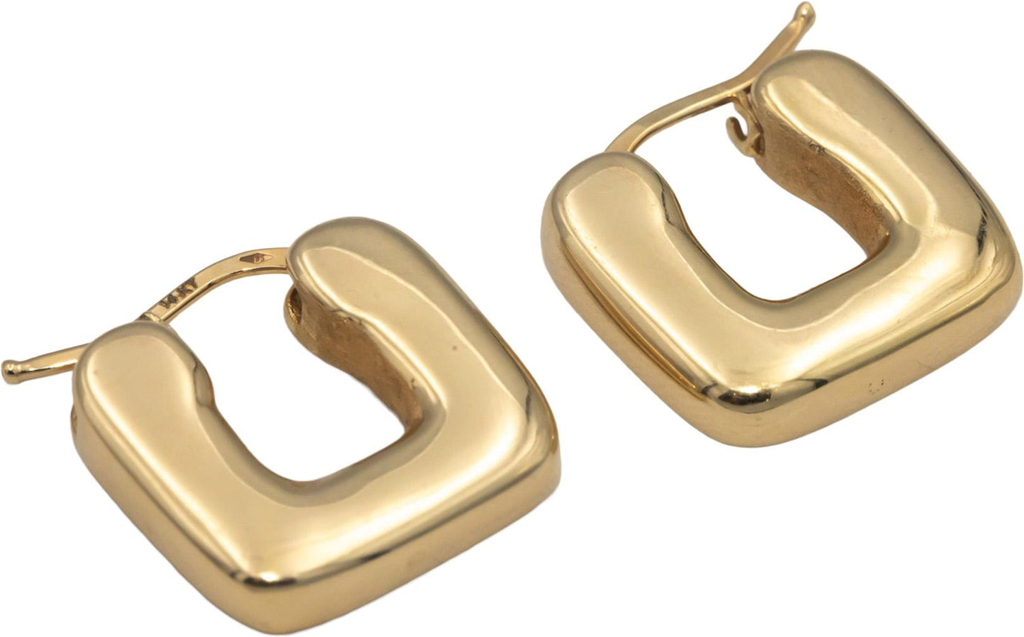 14k Yellow Gold Jewelry Chunky Square Hoop Earrings