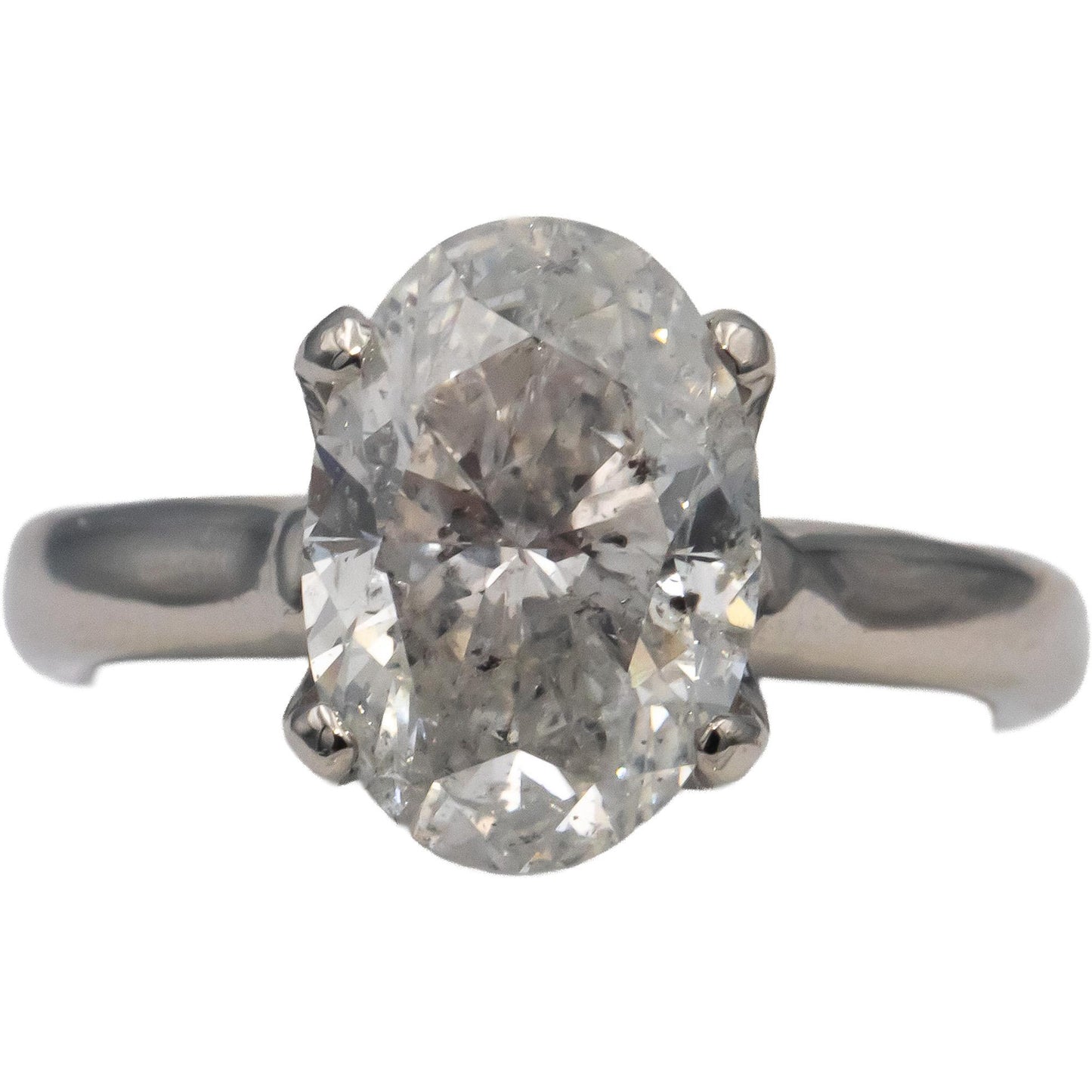 Platinum Oval Cut Diamond Solitaire Engagement Wedding Ring 3.15CT Size 5.5