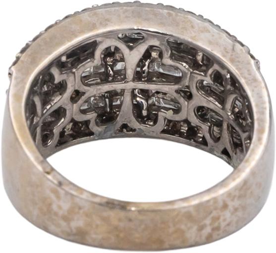 14k White Gold VS Round & Baguette Diamond Cluster Cocktail Ring 2.50CT Sz. 7