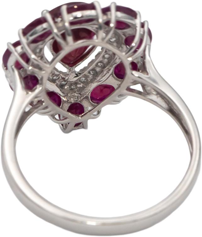 18k White Gold Diamond & Ruby Cocktail Ring 3.25CT Size 7