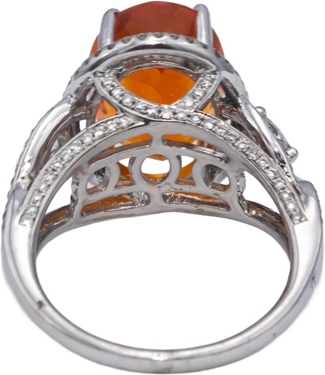 18k White Gold Mexican Fire Opal & Diamond Cocktail Ring 5.10CT Size 7.25