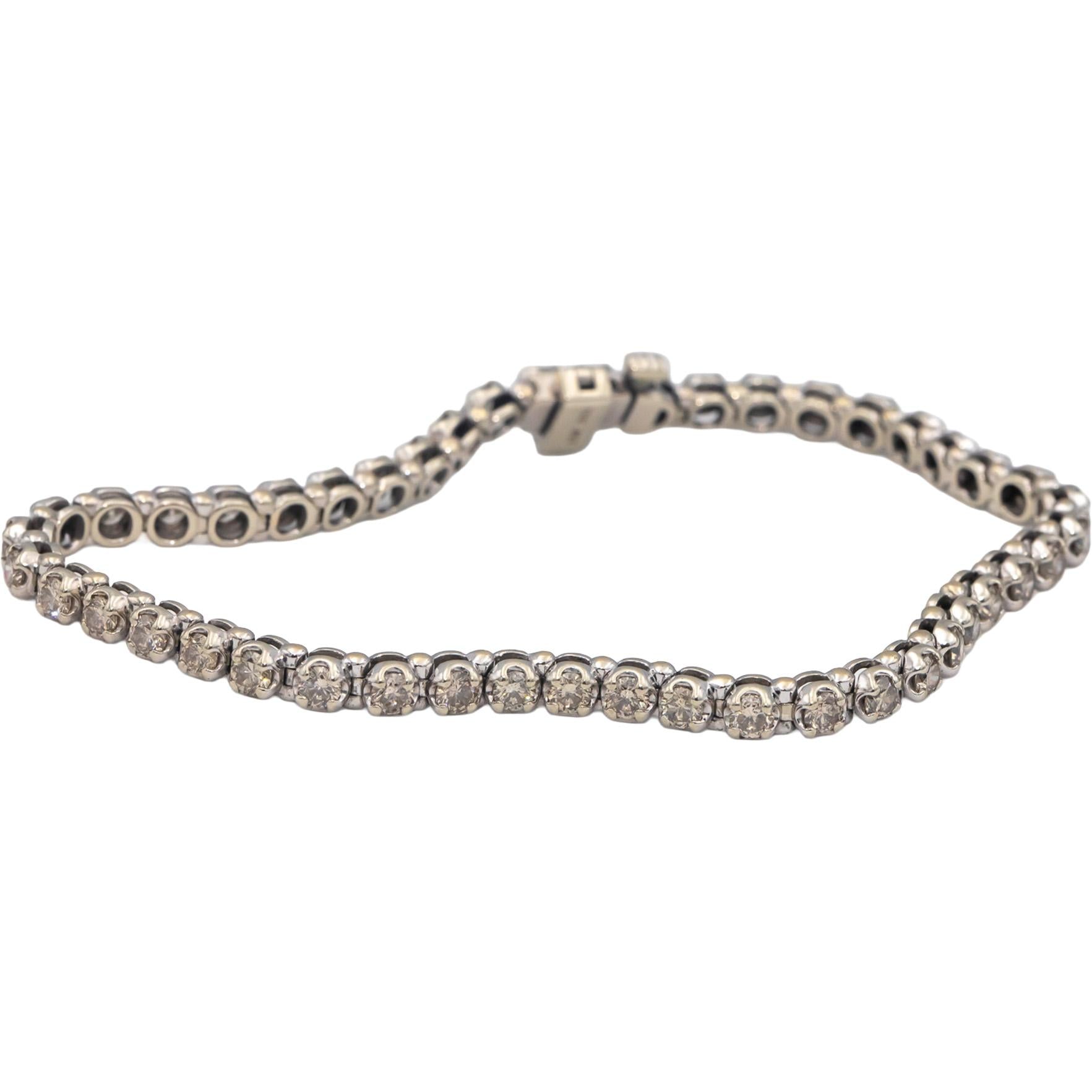 10k White Gold Round Diamond Tennis Bracelet 3.50CTW