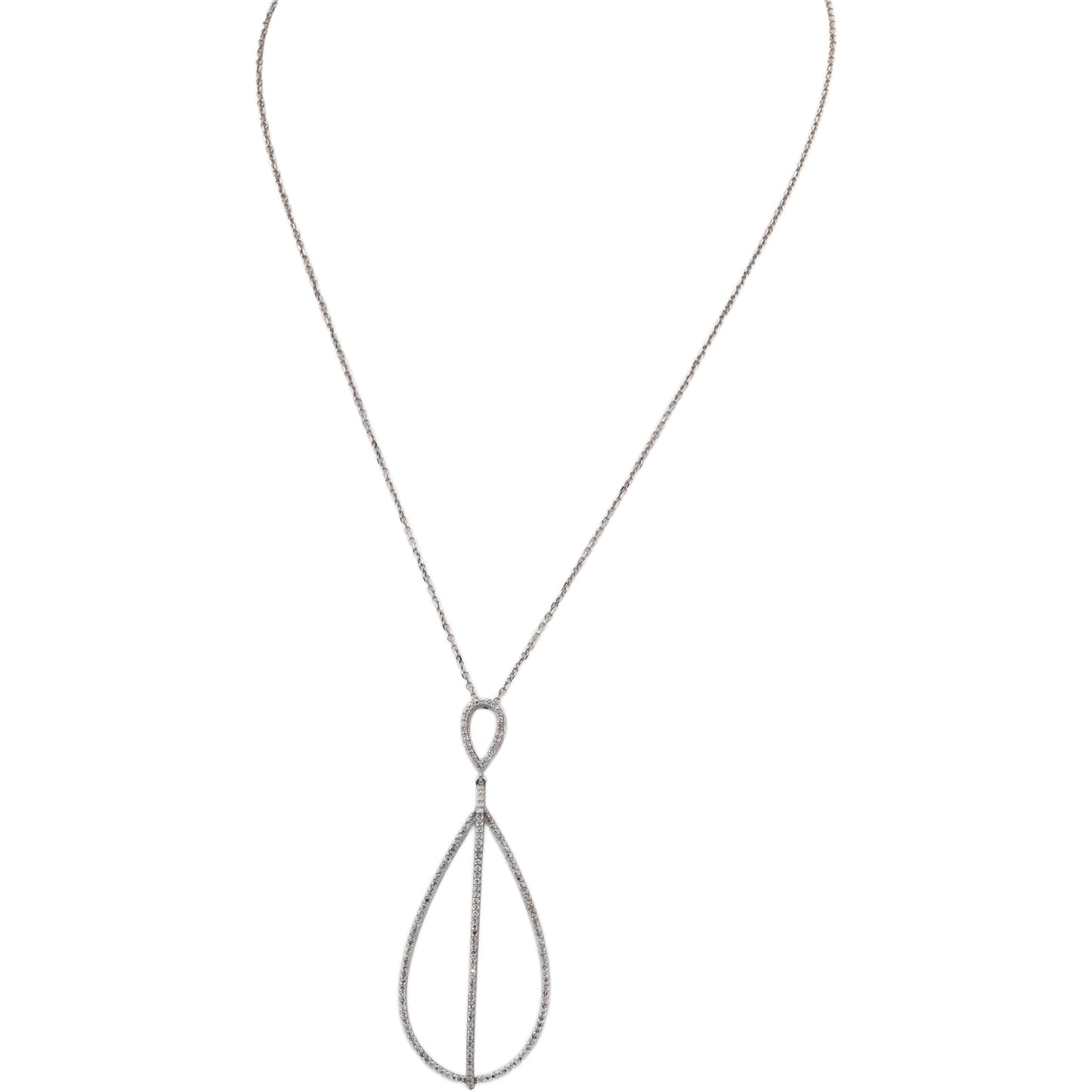 VERA WANG LOVE 10k White Gold Round Diamond Pear Shaped Pendant Necklace 0.50CT