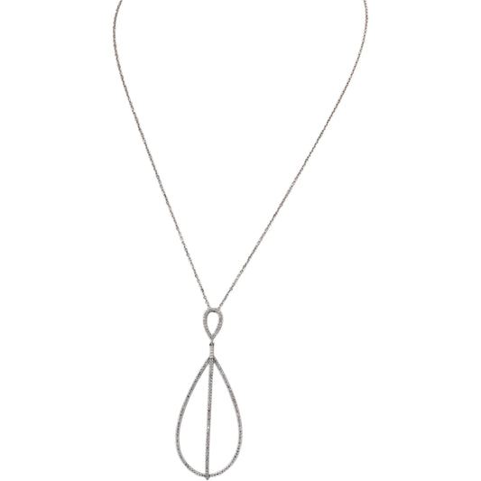 VERA WANG LOVE 10k White Gold Round Diamond Pear Shaped Pendant Necklace 0.50CT