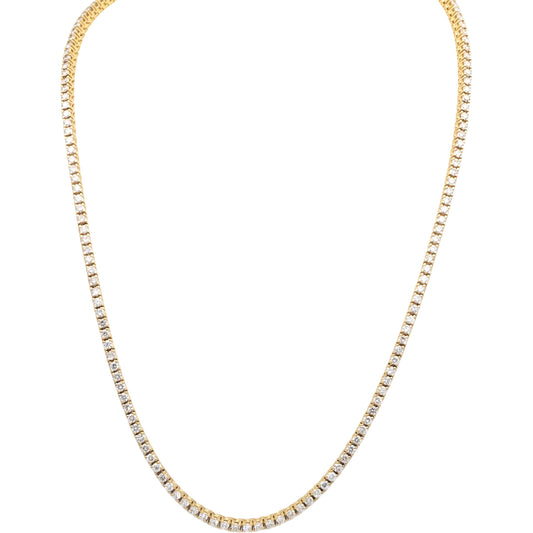 14k Yellow Gold VS Round Diamond Tennis Necklace 10.75CT