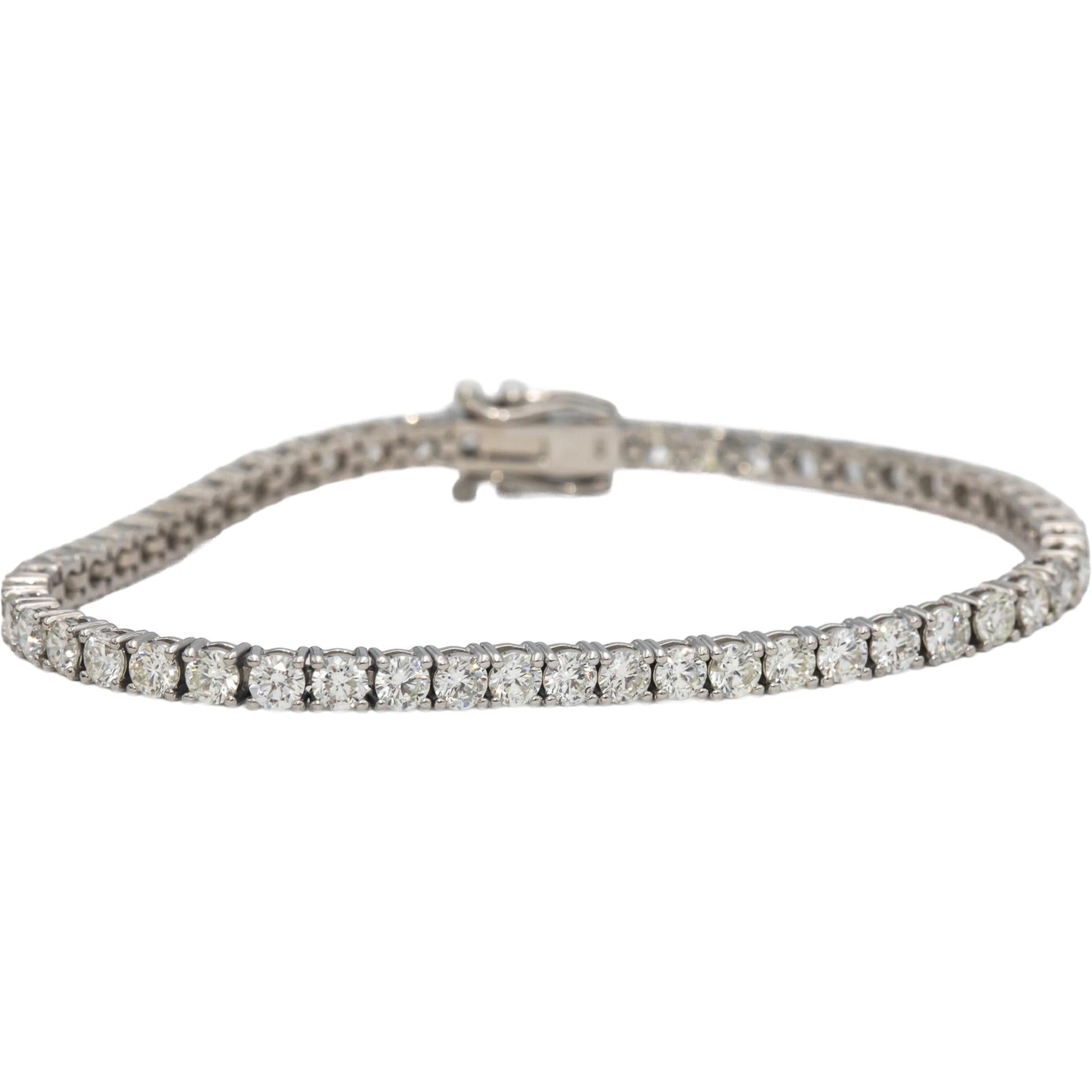 14k White Gold VS Round Diamond Tennis Bracelet 6.45CT