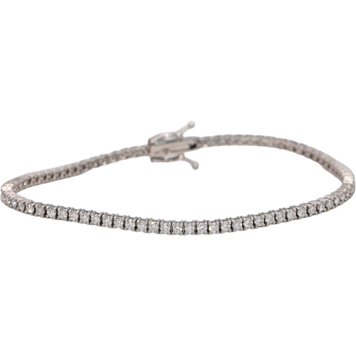 14k White Gold VS Round Diamond Tennis Bracelet 2.10CT