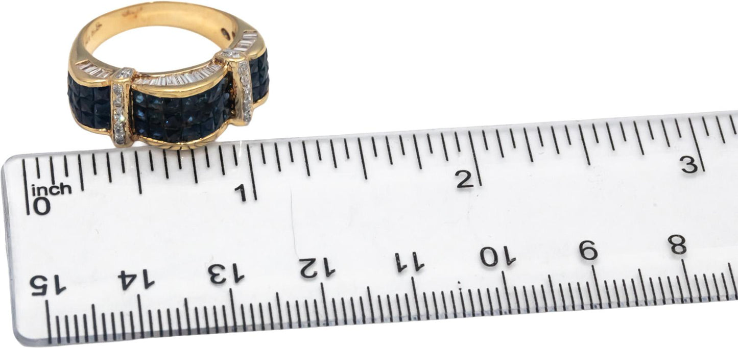 14k Yellow Gold VS Diamond and Blue Sapphire Cluster Ring 2.0CTW Size 7