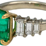 GIA 18k White & Yellow Gold Colombian Emerald & Diamond Ring 4.32CTW Size 6.25