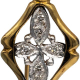 Vintage Antique 14k Yellow & White Gold Round Diamond Dangle Earrings 0.15CT
