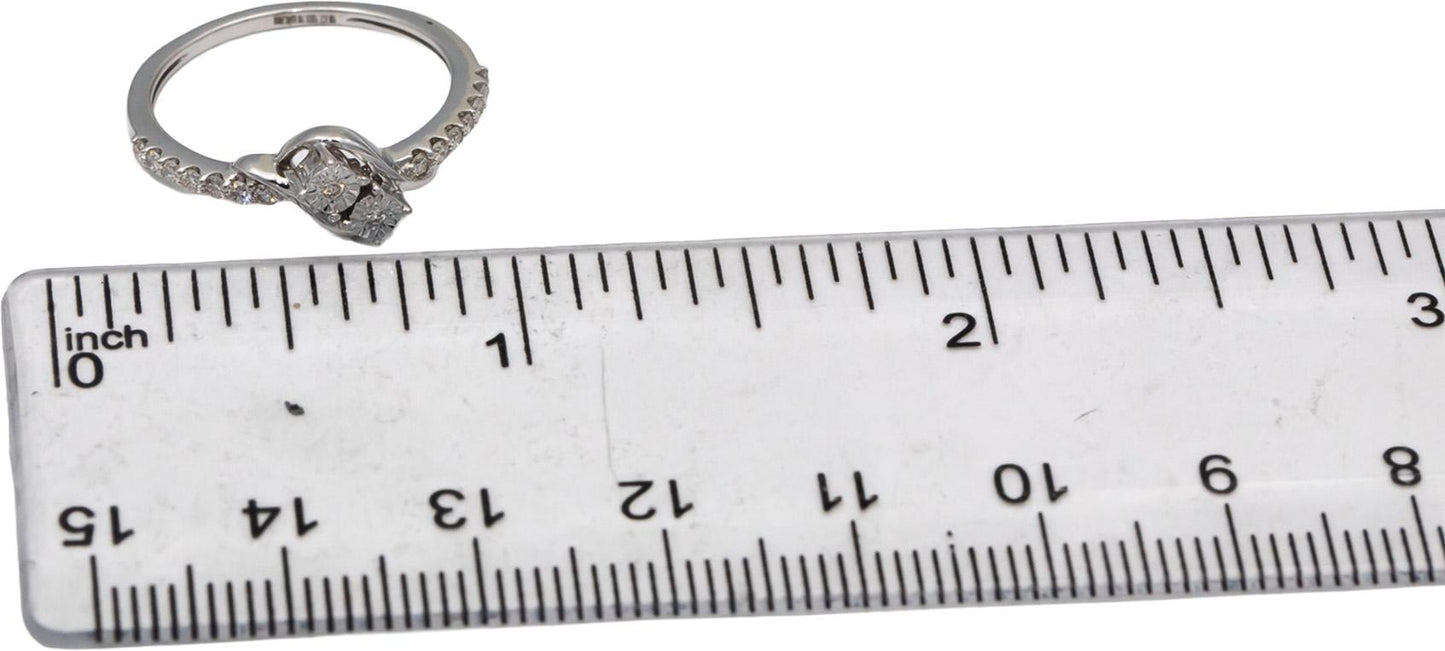 18k White Gold VS Round Diamond Cocktail Ring 0.18CT Size 6.25