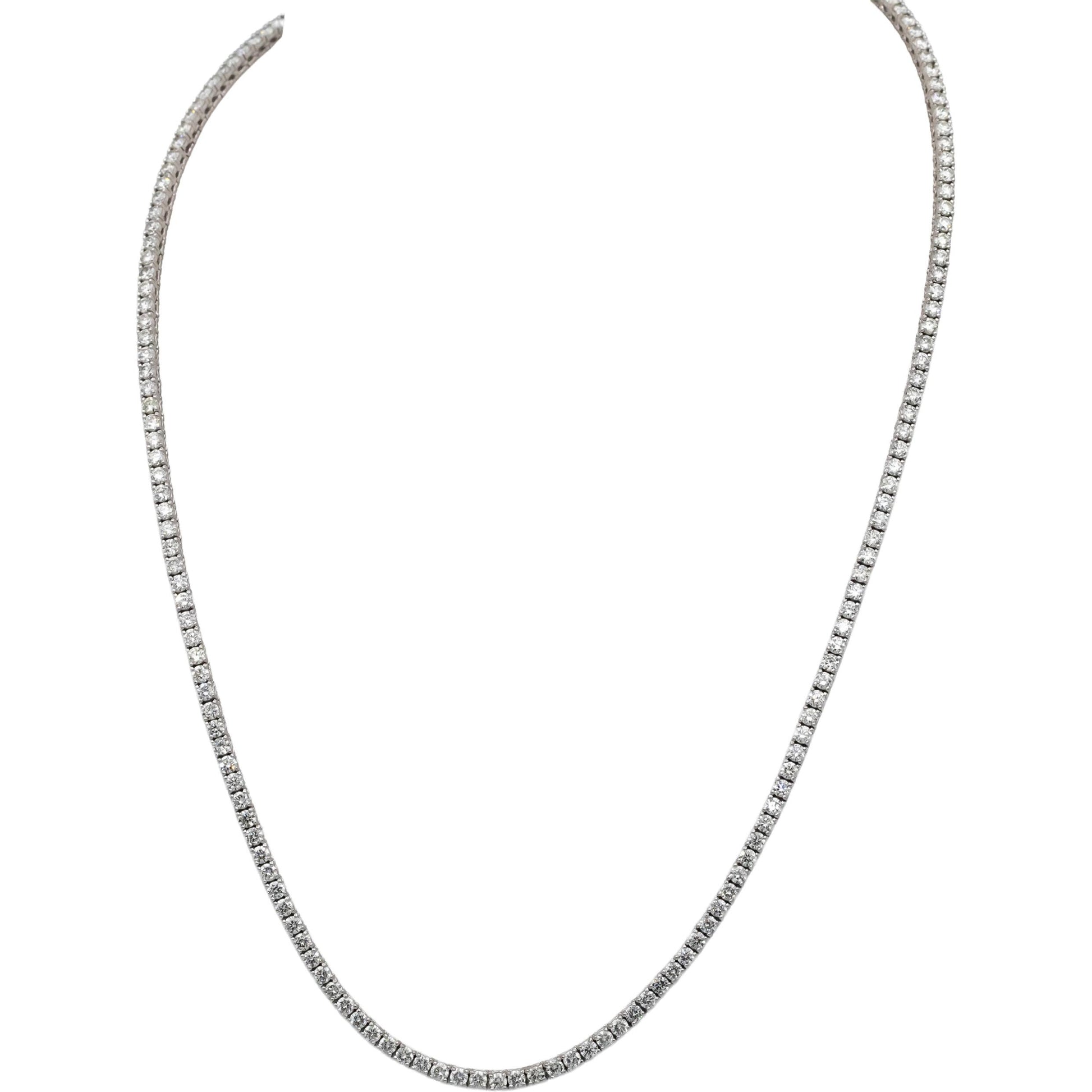 14k White Gold Round Diamond Tennis Necklace 9.15CT