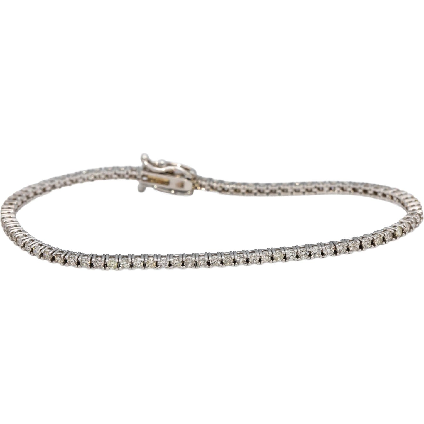 14k White Gold Round Diamond Tennis Bracelet 1.90CT