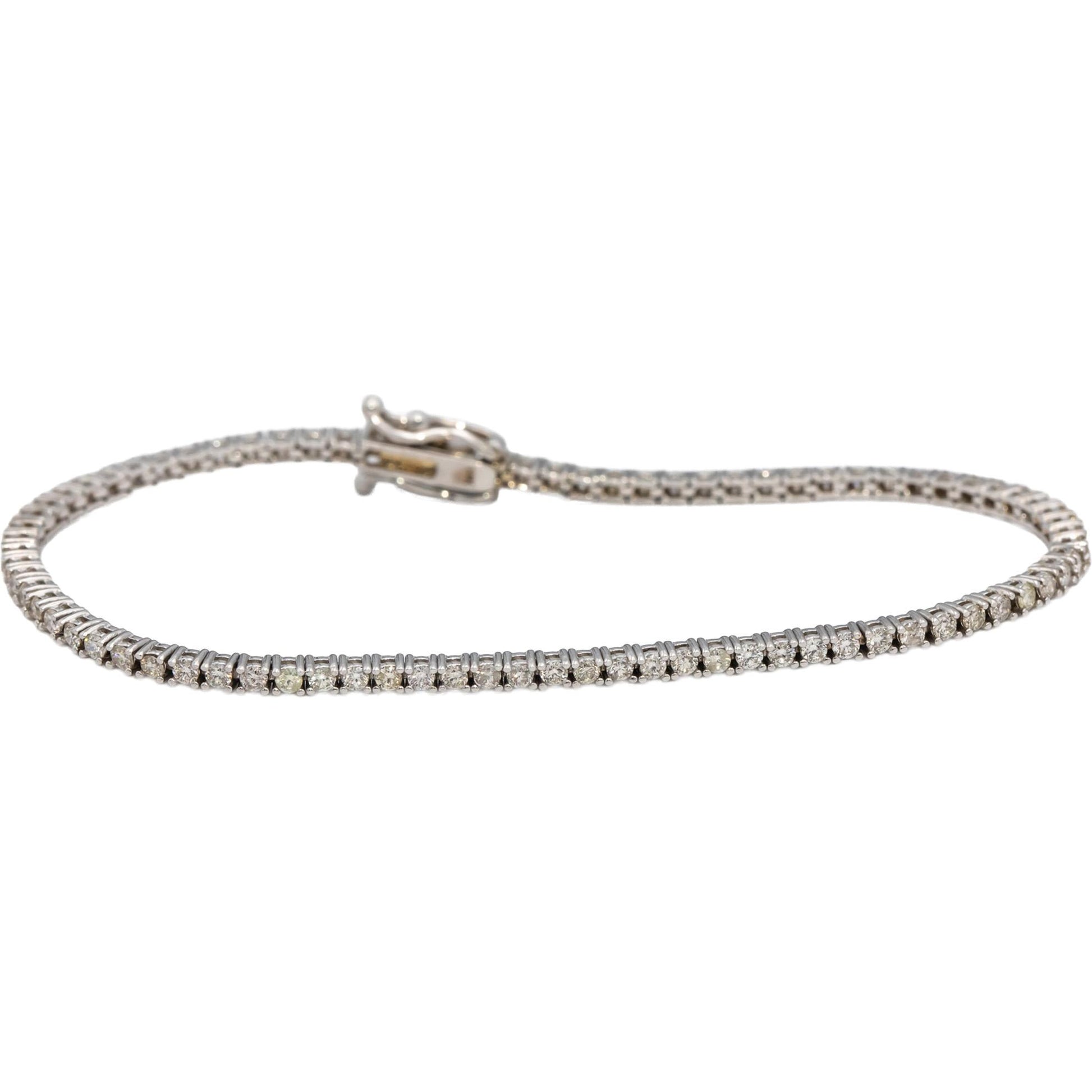 14k White Gold Round Diamond Tennis Bracelet 1.90CT