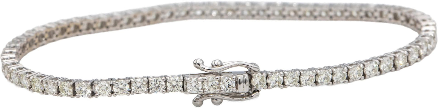 14k White Gold Round Diamond Tennis Bracelet 3.91CT