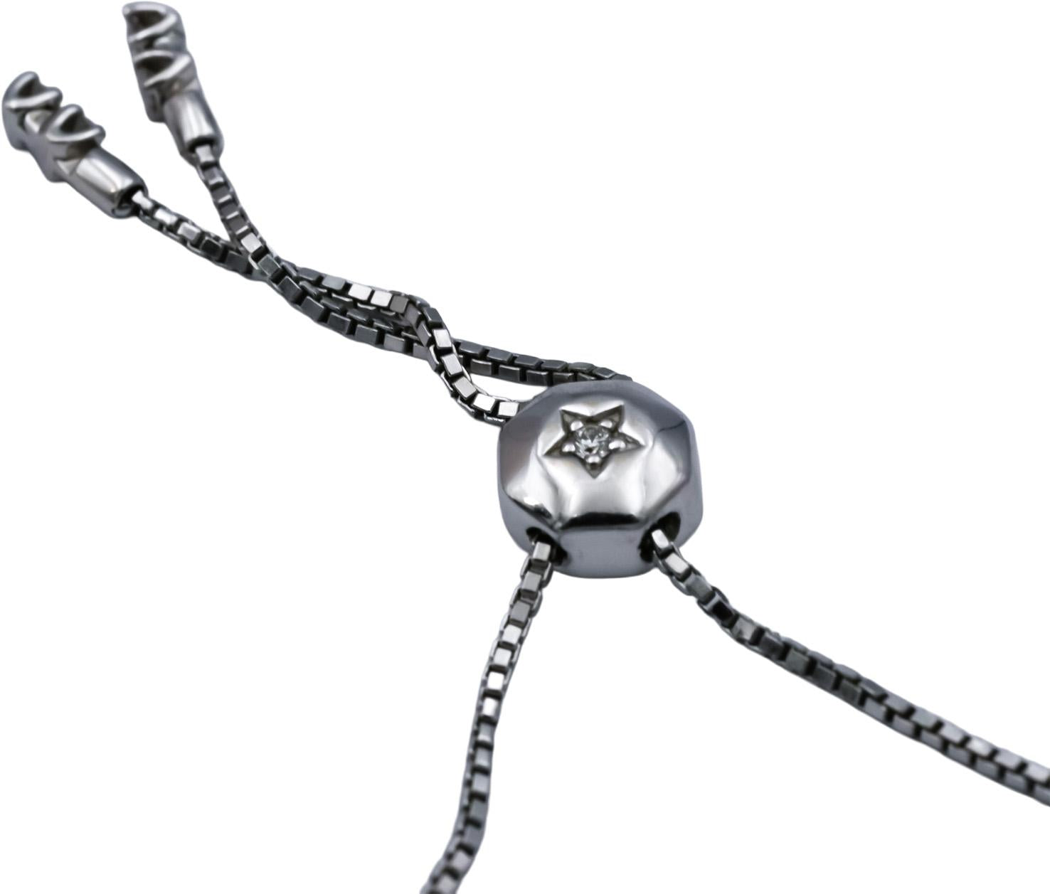 14k White Gold Round Diamond Bolo Bracelet 0.80CT