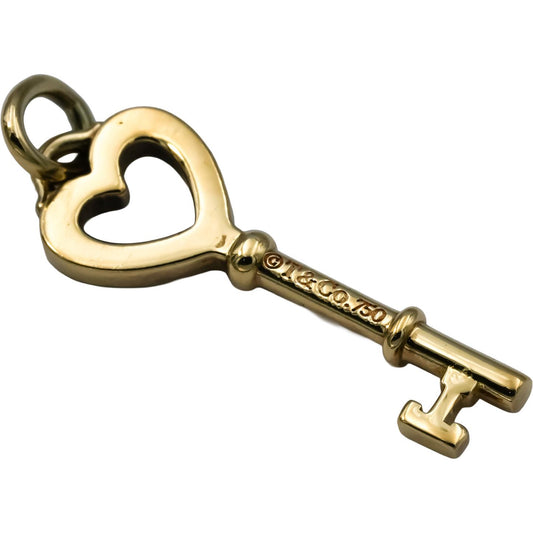 TIFFANY & CO. 18k Yellow Gold Heart Key Charm Pendant