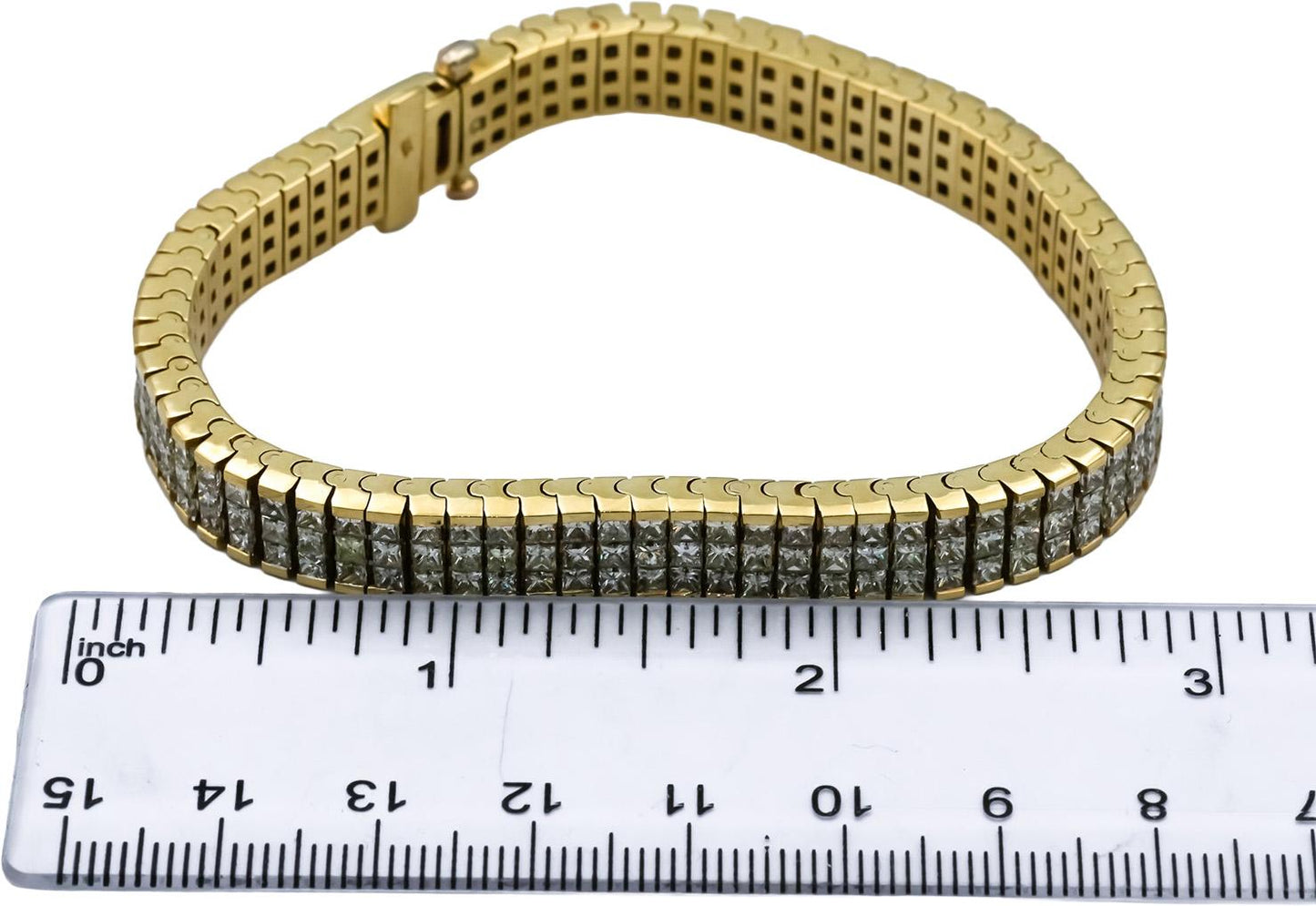 18k Yellow Gold VS Princess Cut Diamond Fancy Link Bracelet 11.50CT