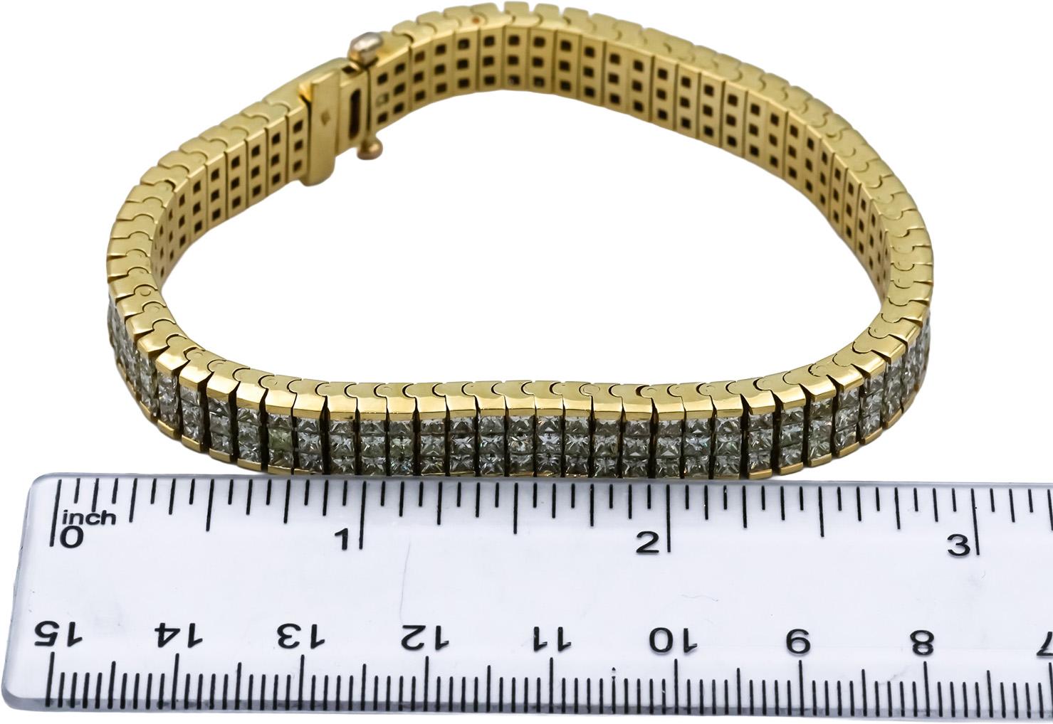 18k Yellow Gold VS Princess Cut Diamond Fancy Link Bracelet 11.50CT