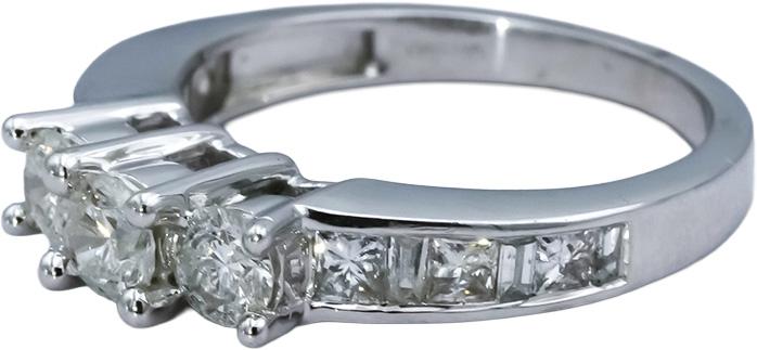 14k White Gold Round Princess Emerald Cut Diamond Engagement Ring 1.25CT Size 7