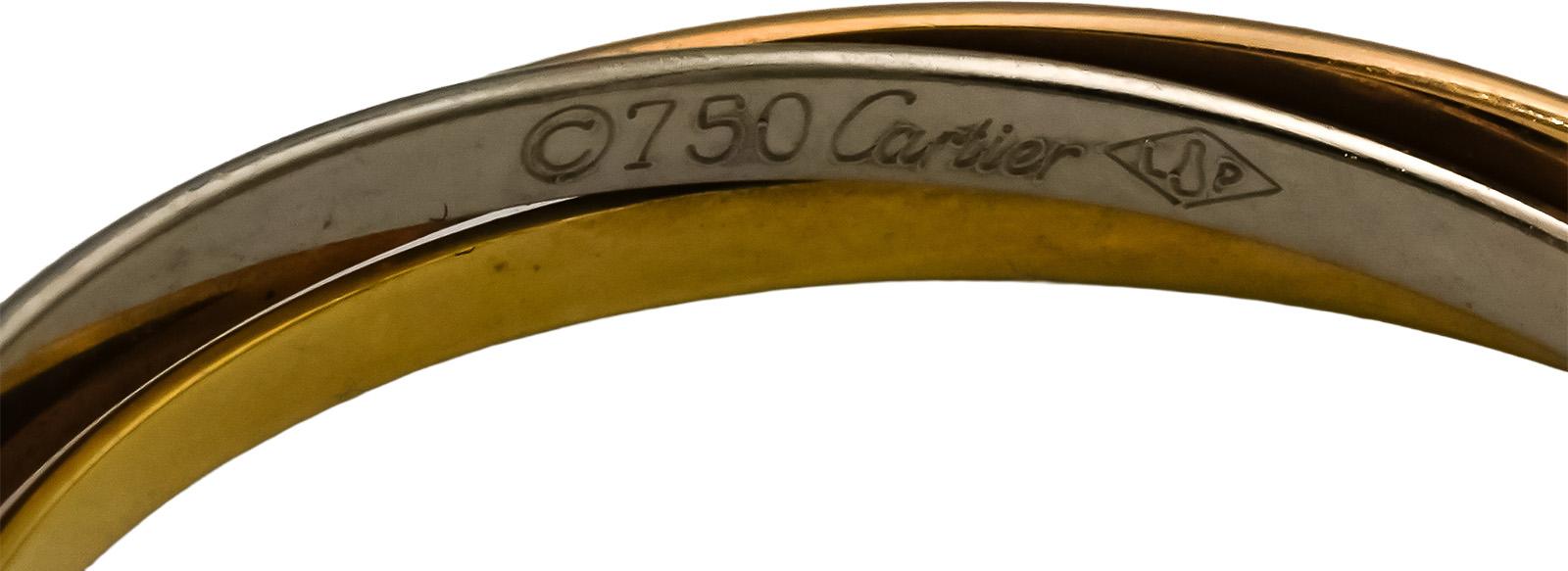 CARTIER 18k Yellow White Rose Gold Trinity Hoop Earrings w/ Box