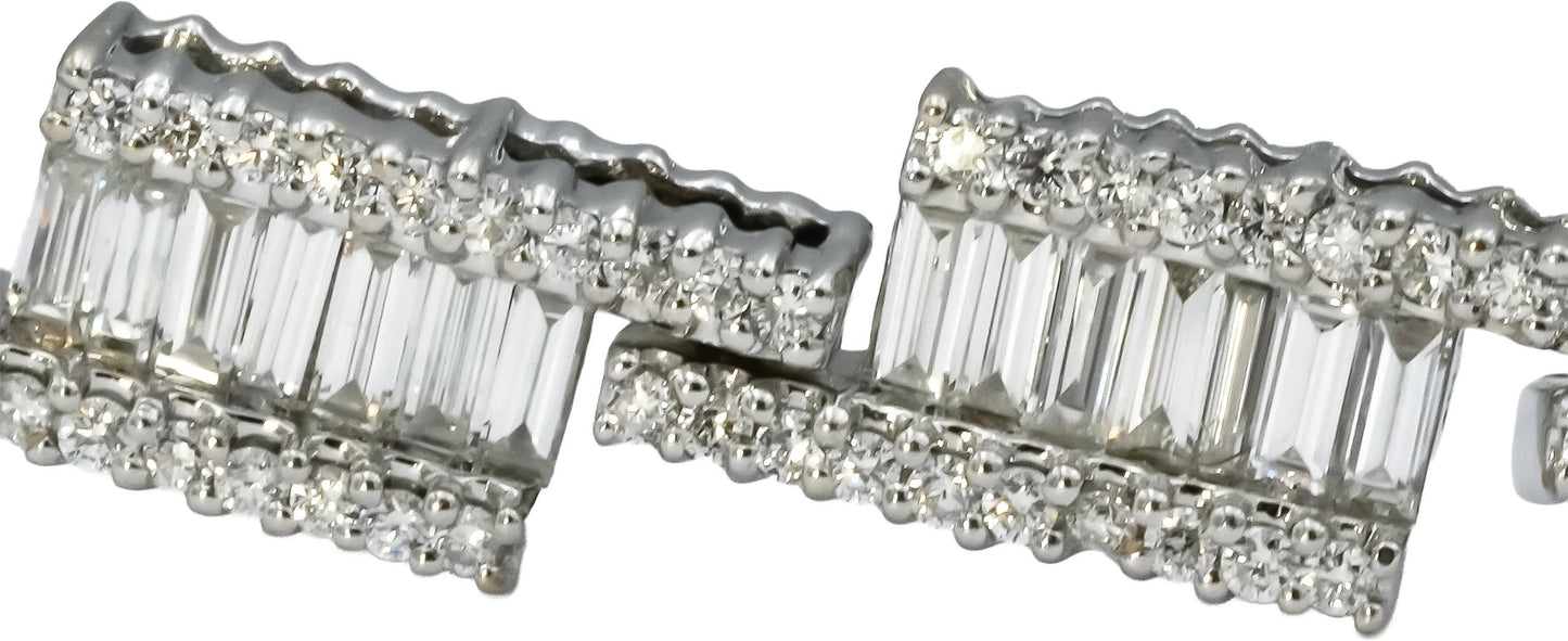 14k White Gold VS Round and Emerald Cut Diamond Fancy Link Bracelet 6.50CT